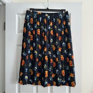 Size L Vintage Carroll Reed Floral Pleated Midi Skirt
